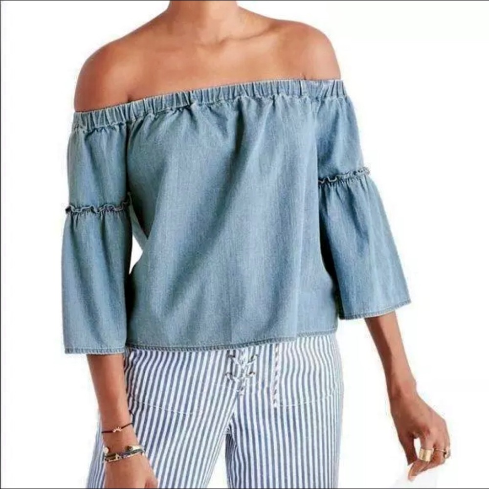 Madewell Azalea Off the Shoulder Denim Top
